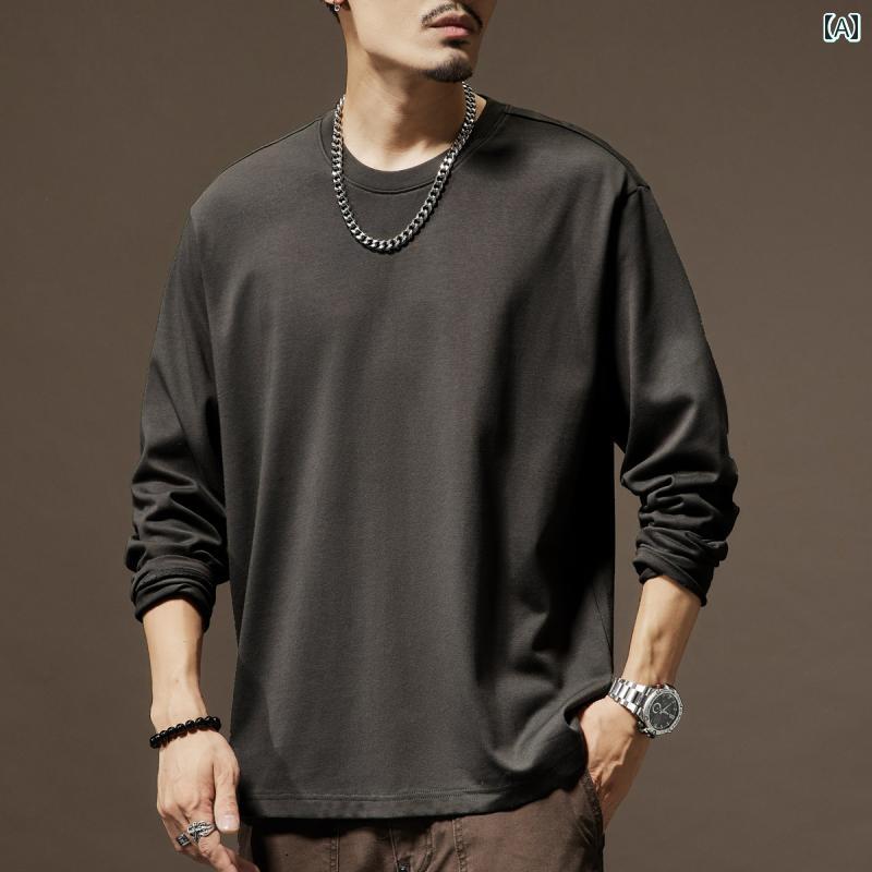 Tシャツ 長袖 ロンT シンプル カジュアル おしゃれ スタイリッシュ ラフ 普段着 メンズ ファッション 大きめサイズ 春