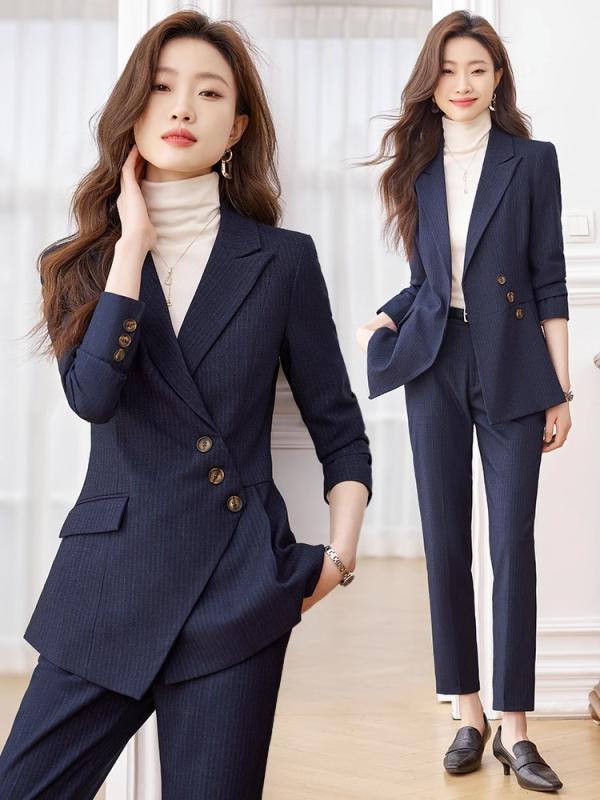 ファッション トップス スーツ セット ジャケット ブレザー ズボン パンツ ロング シャツ カットソー 春秋 レディース 清楚 衣料品 面接 仕事 フォーマル 作業服 婦人服 レディース