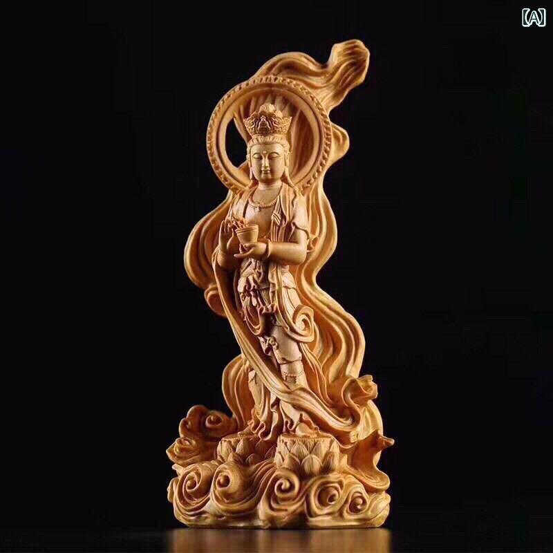 観音菩薩 木 飾りつけ 仏具 神具 室内装飾 見せびらかす レトロ 小物 刻みつける作物 縁起物 菩薩 仏像 釈迦牟尼 瀬戸もの風