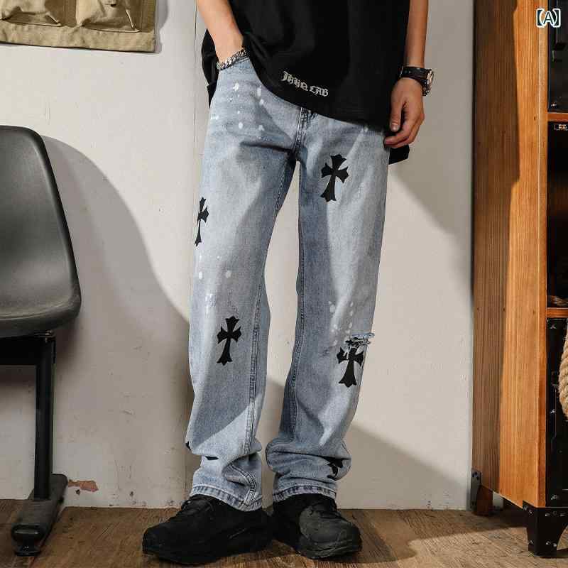 ジーンズ メンズ デニム ロングパンツ ストレート カジュアル ストリート おしゃれ 着やい 動きやい 快適 イベント レジャー アウトドア キャンプ ワーク 作業着 デイリー｜セキュアデポ