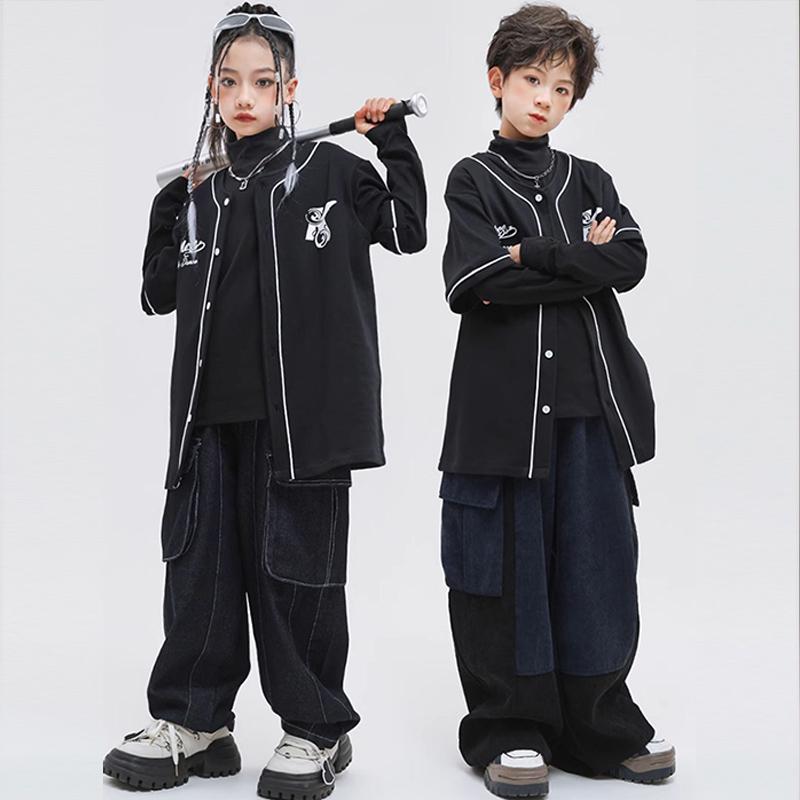 子供服 女の子 男の子 ベースボールシャツ ジーンズ コスチューム バンド ダンス ヒップホップ ストリート系 パフォーマンス 衣装 クール かっこいい キッズ