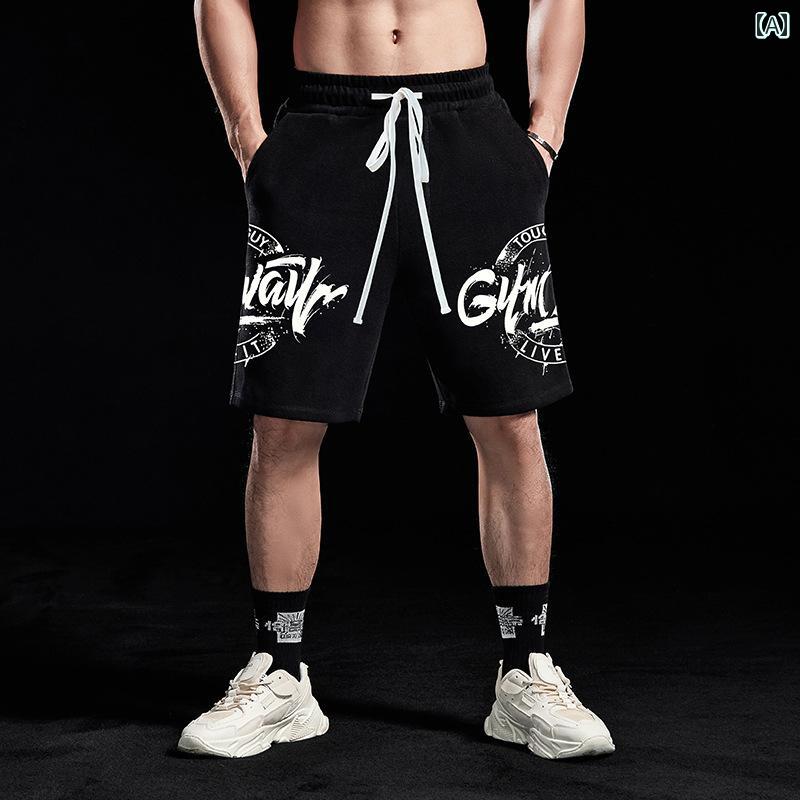 パンツ バスパン メンズ フィットネス 筋肉質 韓国 コットン スポーツ ショーツ ランニング カジュアル バスケットボール トレーニング 通気性 五分丈