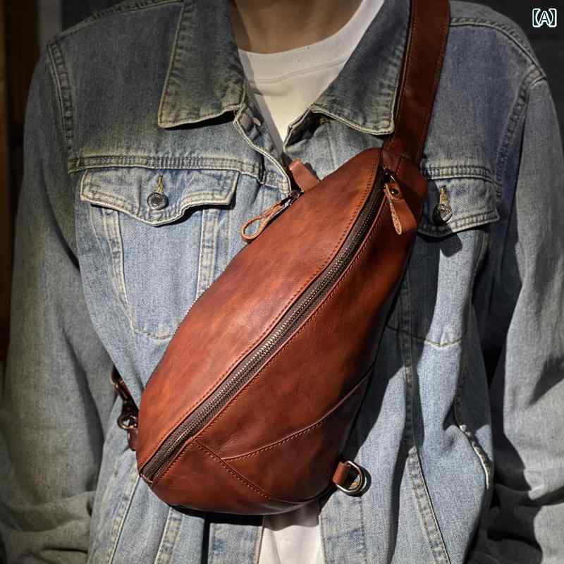 カジュアル ウエスト バッグ ショルダーバッグ 実用的 チェスト 植物 タンニン なめし 牛革 クロス ボディバッグ 最上層 手揉み 革 9,104円