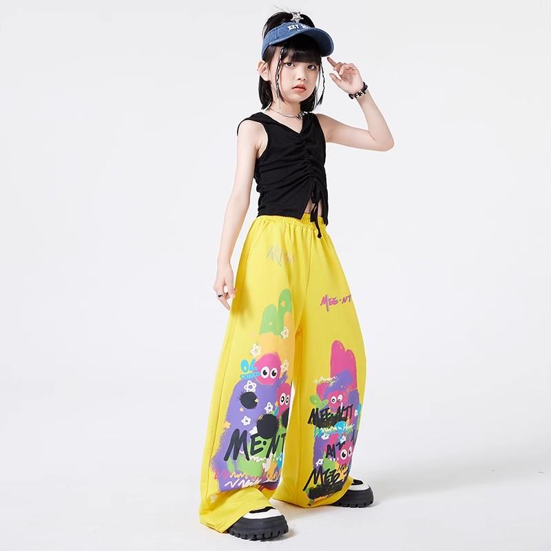 子供服 女の子 タンクトップ へそ出し パンツ コスチューム バンド ダンス ヒップホップ ストリート系 パフォーマンス 衣装 クール かっこいい キッズ