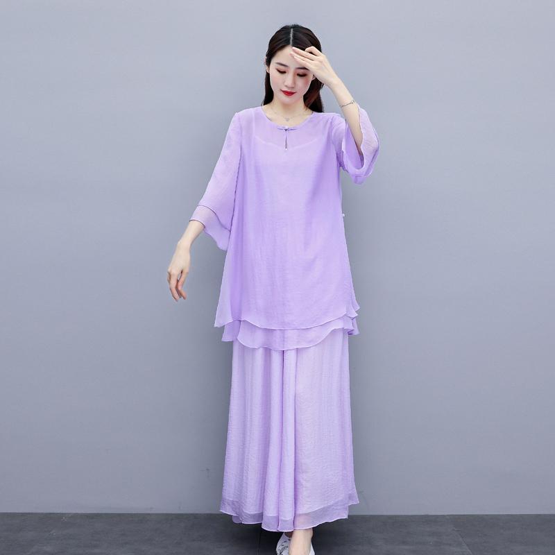 レディース トップス パンツ レトロ チャイナ風 ジャケット エレガント フェアリー ダンス ヨガ 服 セット|セキュアデポ