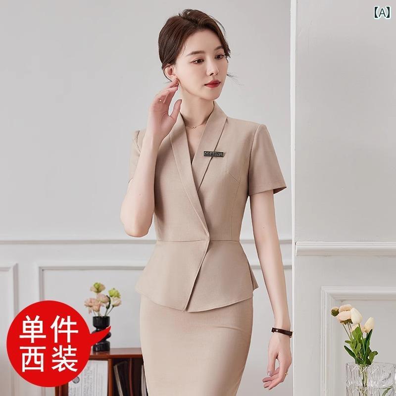 レディース 半袖 Vネック 隠しボタン スリムフィット ポケットボタン 作業服 仕事服 小柄人 レディース
