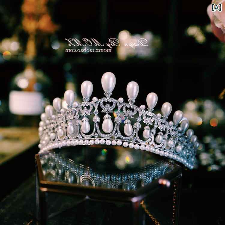 ティアラ レトロ 宮殿 レディース 女王 結婚式 ヘアーアクセサリー エレガント アメリカン パール クラウン 花嫁 ウェディング 髪飾り｜セキュアデポ