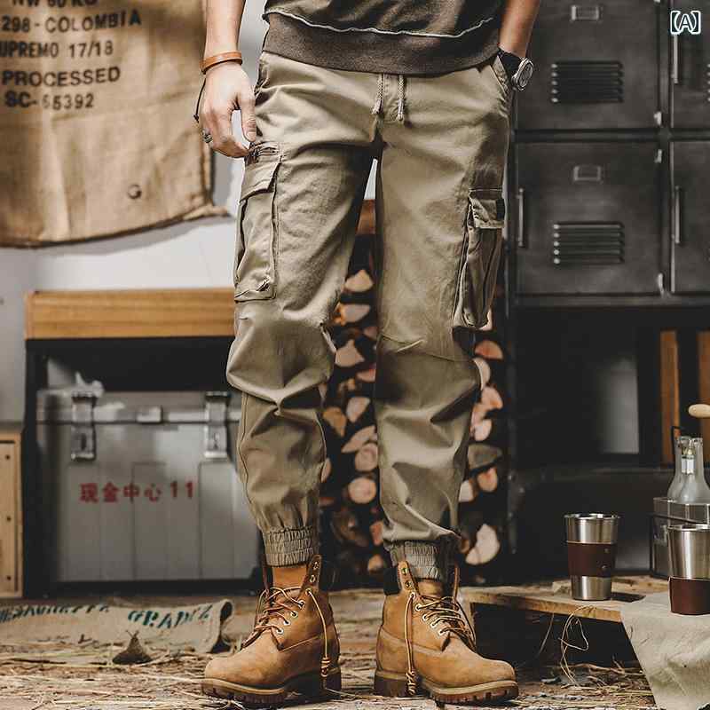 ワークパンツ メンズ ファッション カジュアル 動きやい アメリカン レトロ ズボン 春 ストレート マウンテン アウトドア 通勤 タクティカル