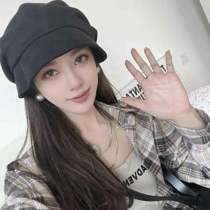 帽子 韓国 ファッション パイル 小柄 暖かい 画家 秋冬 八角形 ベレー帽 キャスケット 小顔効果抜群