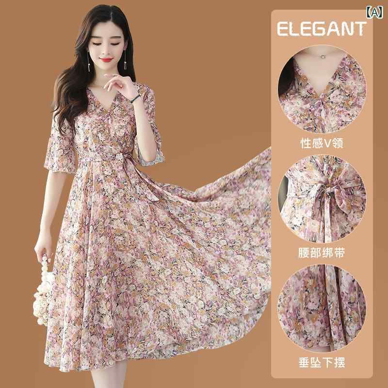 ワンピース 春夏 花柄 ドレス おしゃれ レディース 豪華感 精巧 小柄 背が高さ スカート 韓国 ゆったりタイプ|セキュアデポ