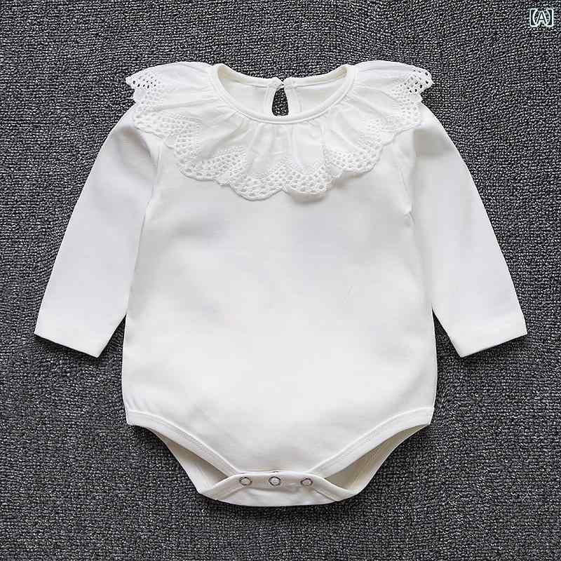 ロンパース ベビー服 カバーオール ジャンプ スーツ レース 白 プリンセス 新生児 三角 女児 赤ちゃん インナーウェア クローラー 服 春秋服