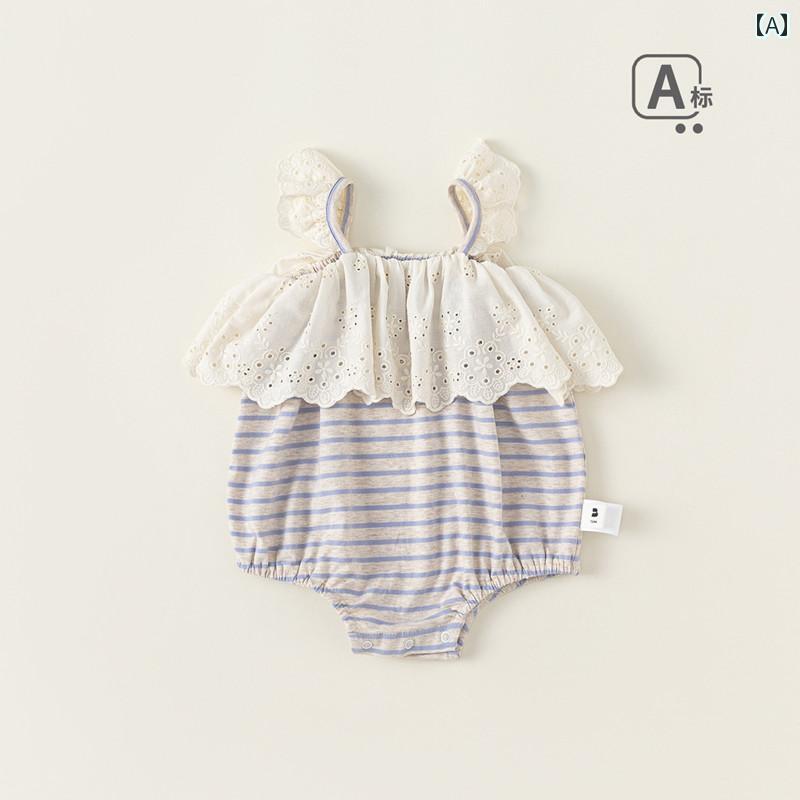 ロンパース ベビー服 ジャンプ スーツ 夏 女児 赤ちゃん スリング ストライプ かわいい プリンセス 新生児 夏 クロール 服 4,778円