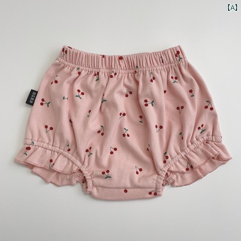 パンツ ベビー服 幼児 女児 赤ちゃん トレーニング カバー チェリー レース アウター ショーツ つぼみ 赤ちゃん おむつ 夏
