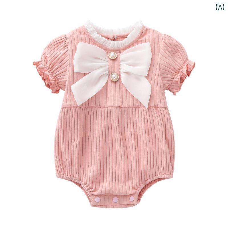 ロンパース ベビー服 新生児 夏用 ジャンプ スーツ かわいい 赤ちゃん お祝い 夏服 薄手 女の子 生後 100日 プリンセス 夏服