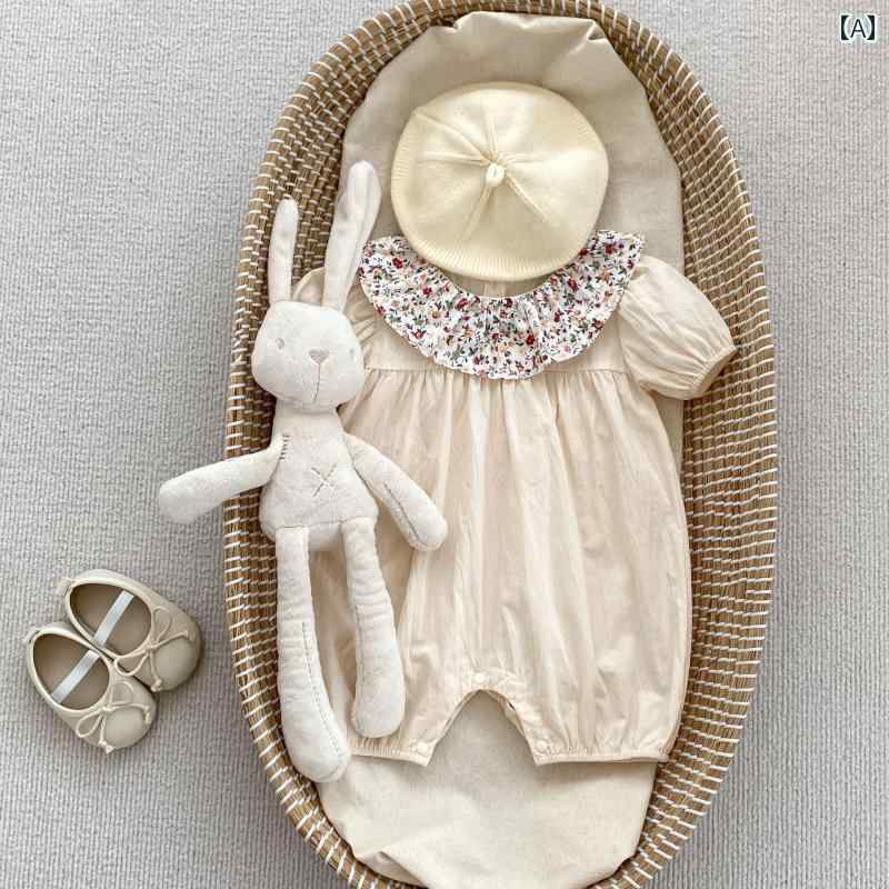 ロンパース ベビー 夏服 新生児 ジャンプ スーツ かわいい 赤ちゃん 女児 用 薄手 プリンセス 生後1ヶ月 100日用 快適 半袖