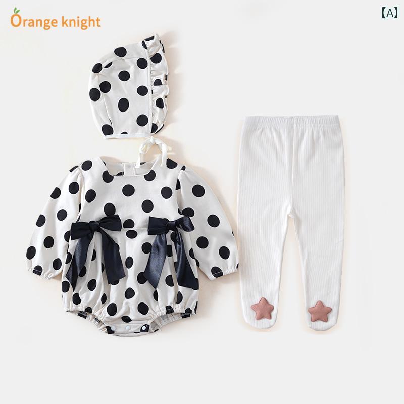 ロンパース ベビー服 カバーオール ジャンプ スーツ 春 トレーナー 新生児 女の子 プリンセス 水玉 春秋服 秋 スーツ