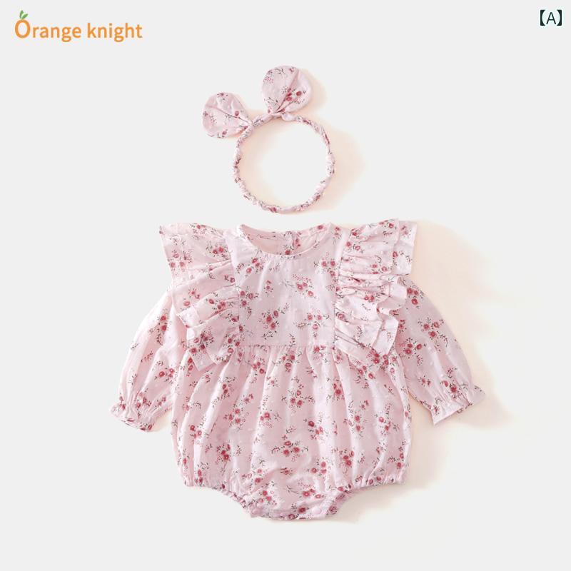 ロンパース ベビー服 カバーオール ジャンプ スーツ プリンセス かわいい 新生児 女の子 春秋 薄手 スタイリッシュ 花柄 春服