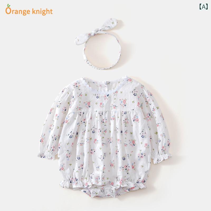 ドレス ロンパース ベビー服 ジャンプ スーツ 新生児 春秋 女児 赤ちゃん 小さい フレッシュ 花柄 プリンセス かわいい 長袖 カバー アップ 薄手