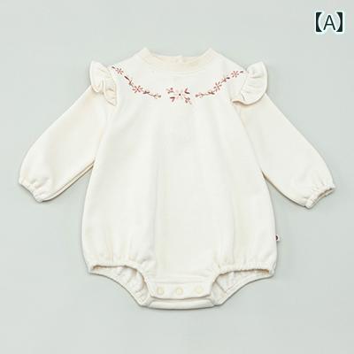 ロンパース ジャンプスーツ ベビー 赤ちゃん キッズ 長袖 フレア かわいい おしゃれ 着やい 柔らかい 快適 韓国 外出 日常着 レジャー 撮影 衣装 結婚式 記念日 プレゼント