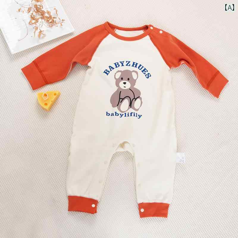 ベビー 赤ちゃん キッズ 春秋 長袖 ロンパース メンズ レディース兼 かわいい おしゃれ 動きやい 柔らかい 快適 韓国 外遊び レジャー 着替え 撮影 お祝い 誕生日 プレゼント
