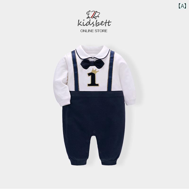 ドレス カバーオール ジャンプ スーツ 赤ちゃん 幼児 プレイスーツ かわいい ベビー 服 春 新生児 男の子 紳士 満月 百日 一歳 秋