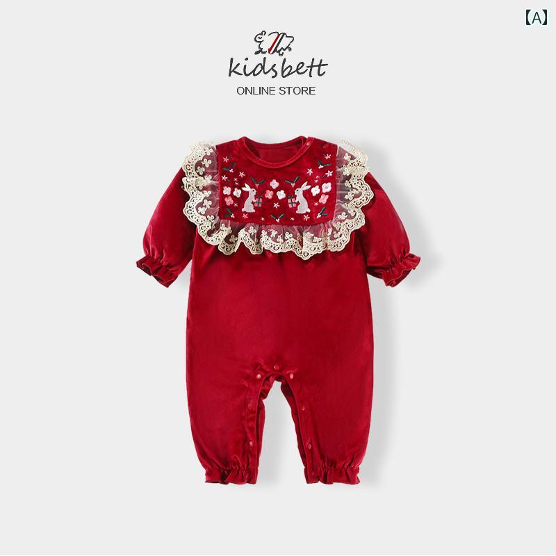 ドレス カバーオール ロンパース 赤ちゃん 幼児 ジャンプ スーツ プレイスーツ ベビー 服 春服 新生児 ワンピース 生後 1ヶ月 女の子 中華風 挨拶 生後 100日