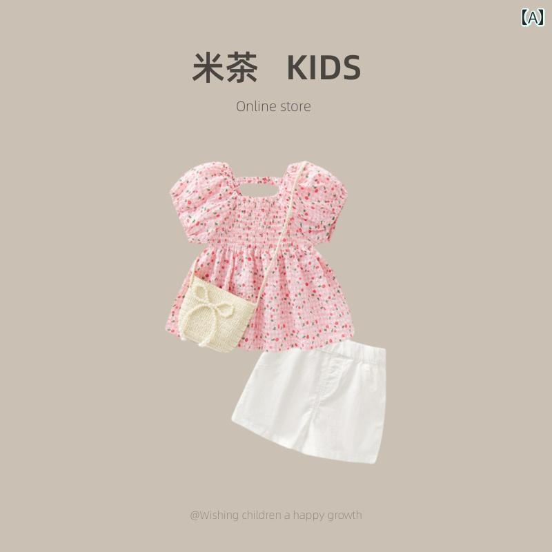 子供服 セットアップ カジュアル かわいい 韓国 スーツ 夏 女児 赤ちゃん 2点 セット 子供 甘くて かわいい 服