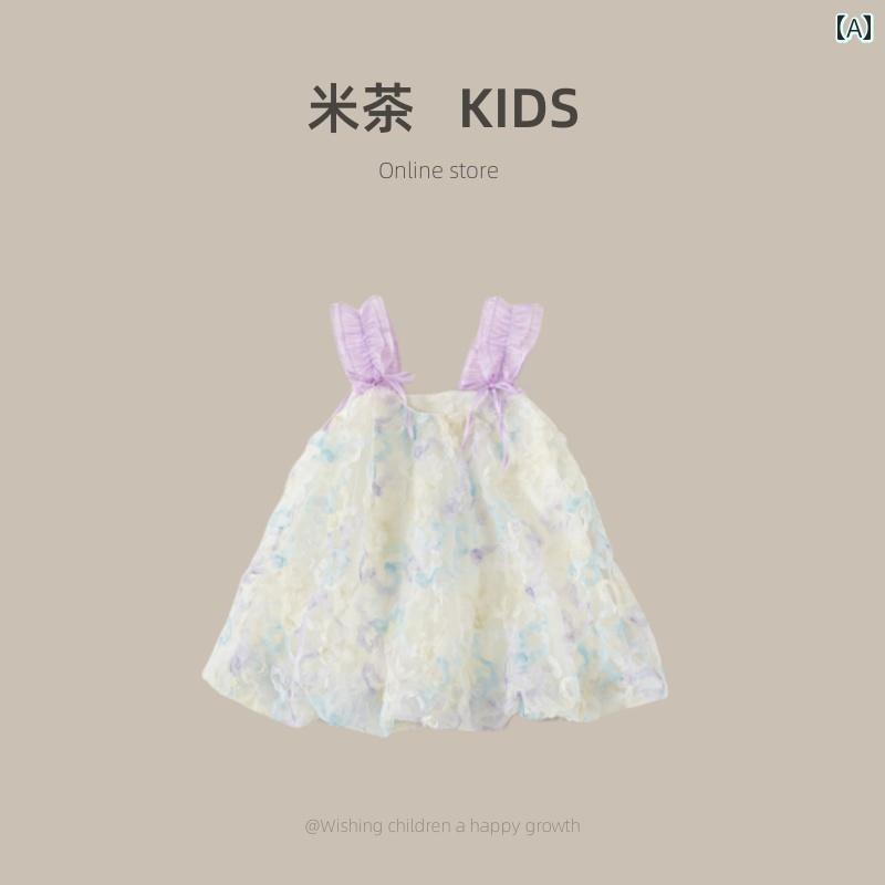 ドレス スカート キッズ 幼児 サマー ワンピース おしゃれ かわいい 韓国 プリンセス 夏 スタイル フレッシュ 女児 赤ちゃん 芽 子供 サスペンダー