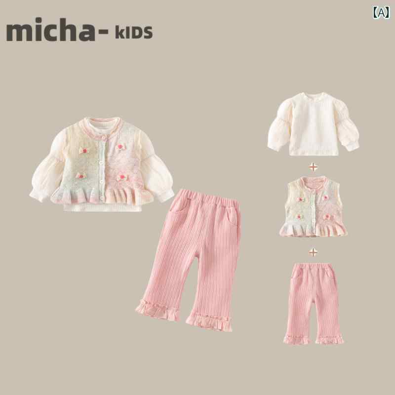 ちびっ子服 セットアップ 心地よい 愛くるしい 韓国 背広 春服 表現スタイル 西洋 表現スタイル お嬢さん 乳飲み子 より良い ちびっ子 太陽フレアズボン下 歳月 3 点 書き割り