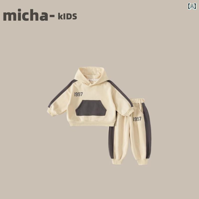 子供服 セットアップ カジュアル かわいい 韓国 男児 服 スーツ 春秋 スタイル 子供 フード付き スウェットパンツ ズボン 2点 セット 西洋 スタイル