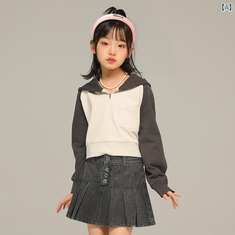 トップス 子供服 おしゃれ ナチュラル 普段着 キッズ 小さい 女の子 春秋 ショート ハイライズ プルオーバー スウェットシャツ 子供 フード付き アウターウェア中 大型 子供 春