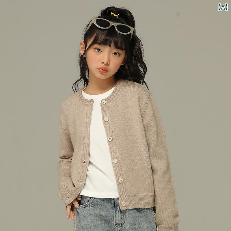トップス 赤ちゃん服 格好のいい 自然的 普段着 キッズ お嬢さん 秋冬 引っ掛かり アンド スレッド スウェーター 赤ちゃん 心地よい 流行り物 ラウンドネックニットカーディガン