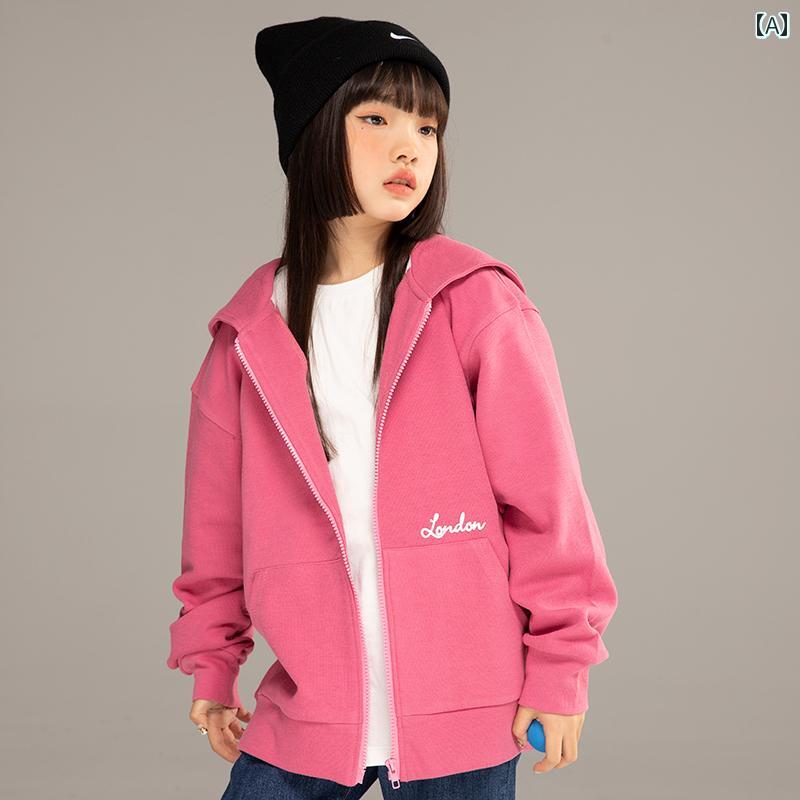 トップス ジャケット 子供服 おしゃれ ナチュラル 普段着 キッズ 小さい 女の子 西洋 春 フード付き スウェットシャツ 中型 大型 子供用 カジュアル