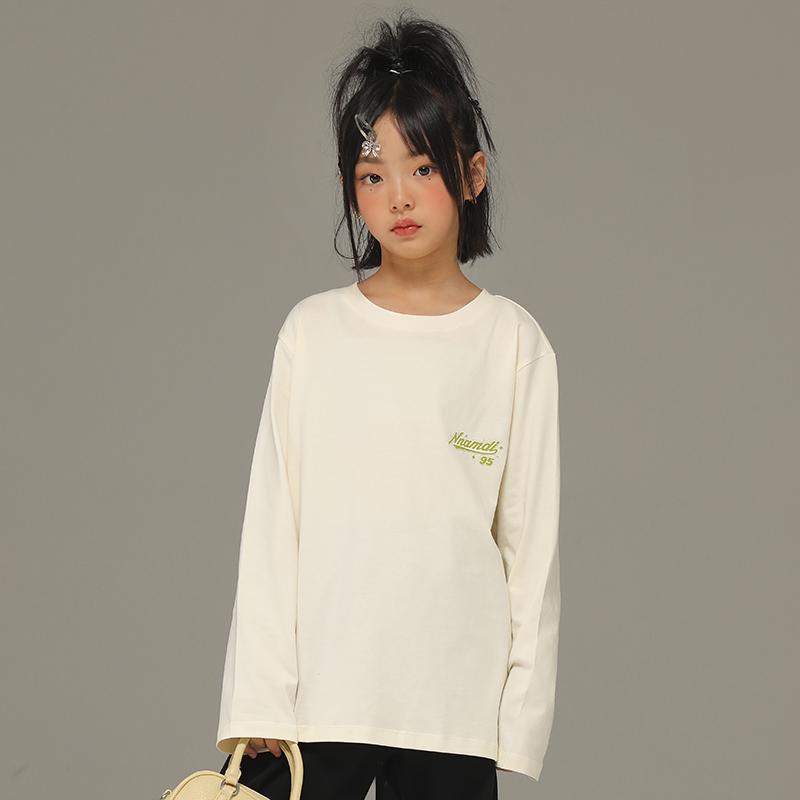 トップス シャツ 子供服 おしゃれ ナチュラル 普段着 キッズ 小さい 女の子 長袖 Tシャツ 春秋 中 大型 子供 ラウンドネック 子供 レイヤリング