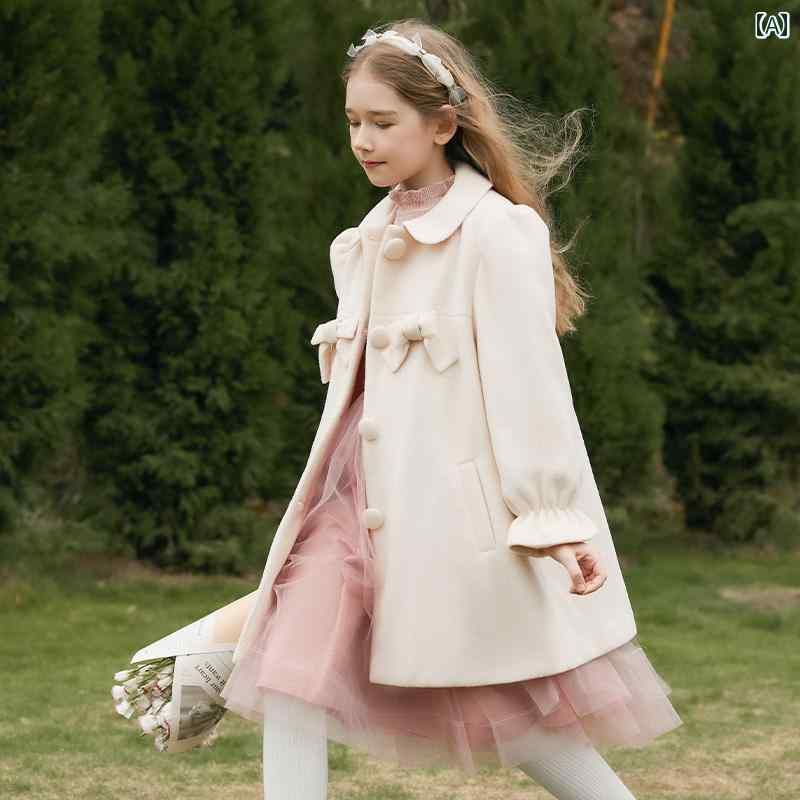コート ウール おしゃれ 子供服 キッズ ナチュラル カントリー 冬 子供 人形 襟 長袖 コットンコート 厚手 オフ ホワイト｜セキュアデポ