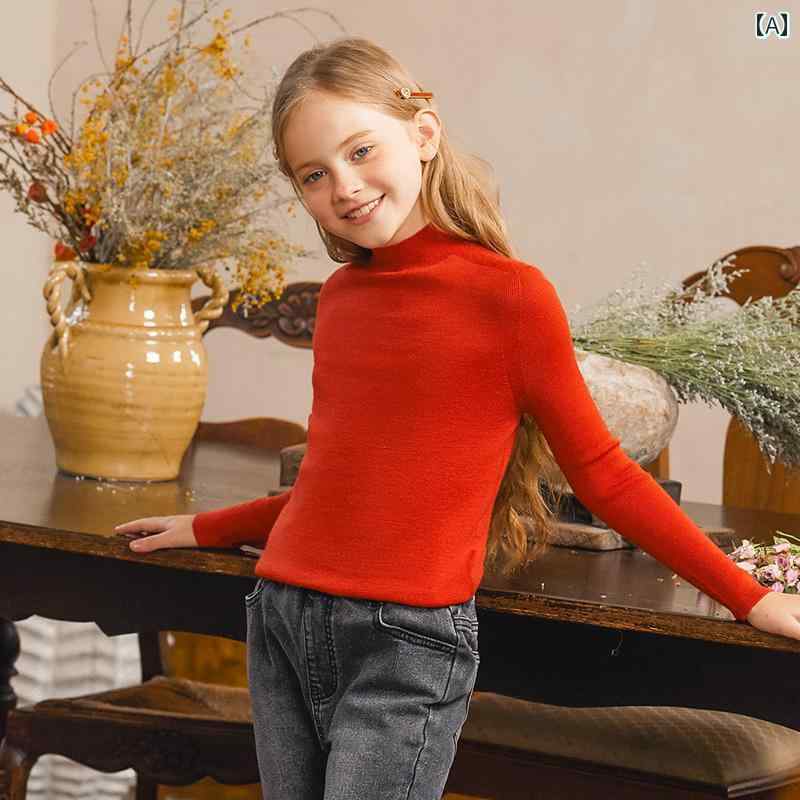 女の子 子供服 キッズ 春秋 ニット メリノ シームレス 小学生 ハーフ タートル カラー インナー カーディガン