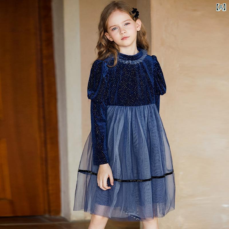 ドレス スカート キッズ ワンピース おしゃれ かわいい 女の子 子供服 メッシュ 春秋 グラデーション エッジ ガーゼ 子供 プリンセス|セキュアデポ