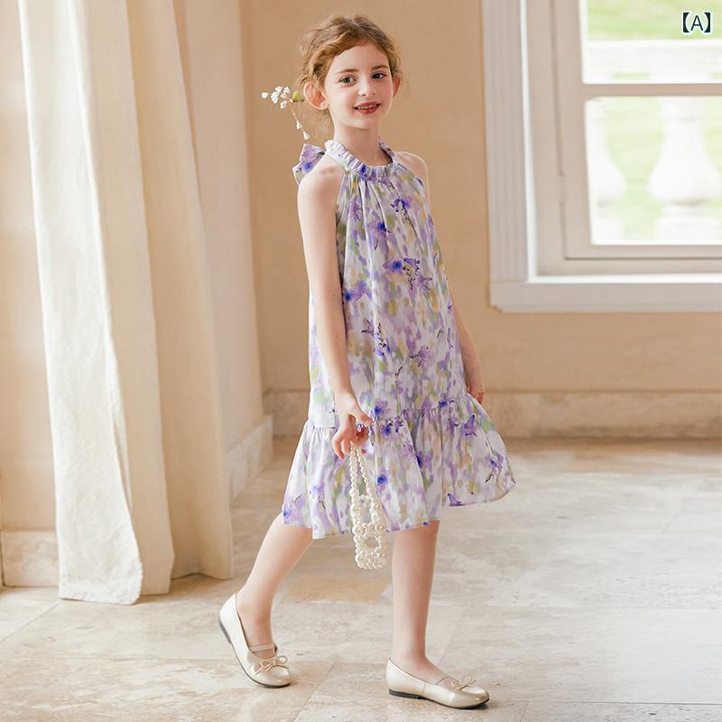 ドレス スカート キッズ ワンピース おしゃれ かわいい 女の子 子供服 夏 綿 ホルター ノースリーブ 花柄 7,826円