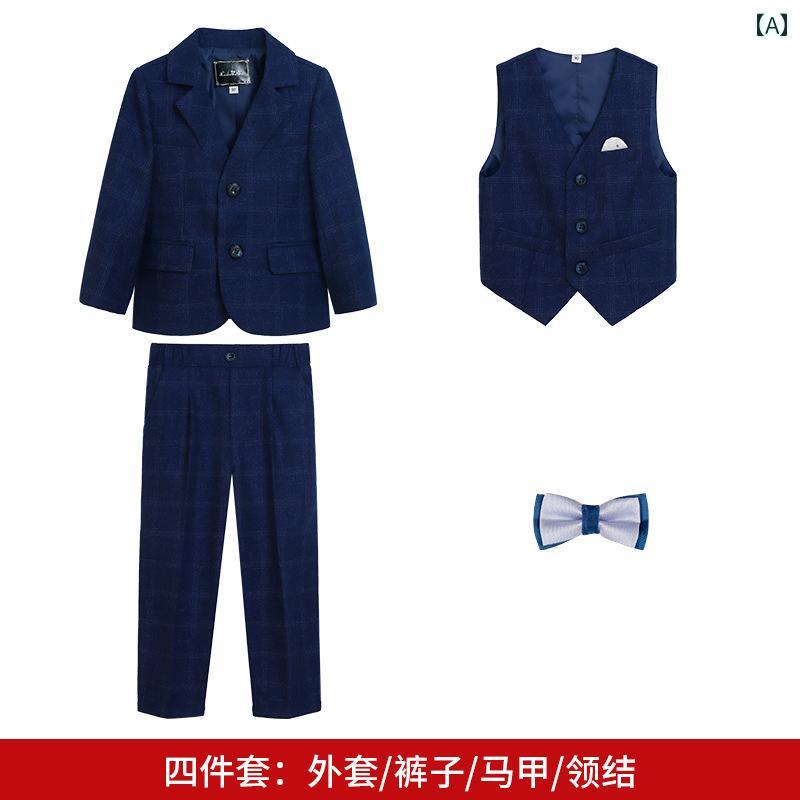 ドレス キッズ スーツ フォーマル 発表会 男の子 秋 英国 チェック柄 子供 パフォーマンス 服 少年 ピアノ ホスト フラワーガール