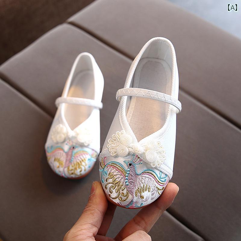 シューズ 靴 子供靴 かわいい メリージェーン ベビー キッズ 古風 子供用 布靴 女の子 刺繍 女児 赤ちゃん ダンス パフォーマンス 衣装 エスニック 漢服