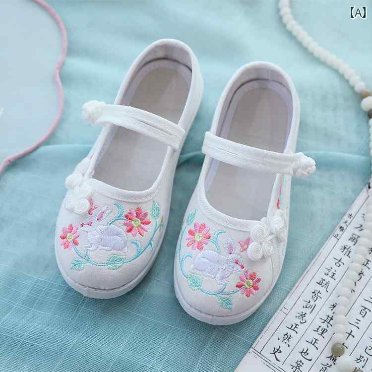 シューズ 靴 子供靴 かわいい メリージェーン ベビー キッズ 女の子用 漢服 春秋 滑り止め 中華風 女児 赤ちゃん 踏む パフォーマンス 柔らかい 靴底 かわいい 刺繍入り