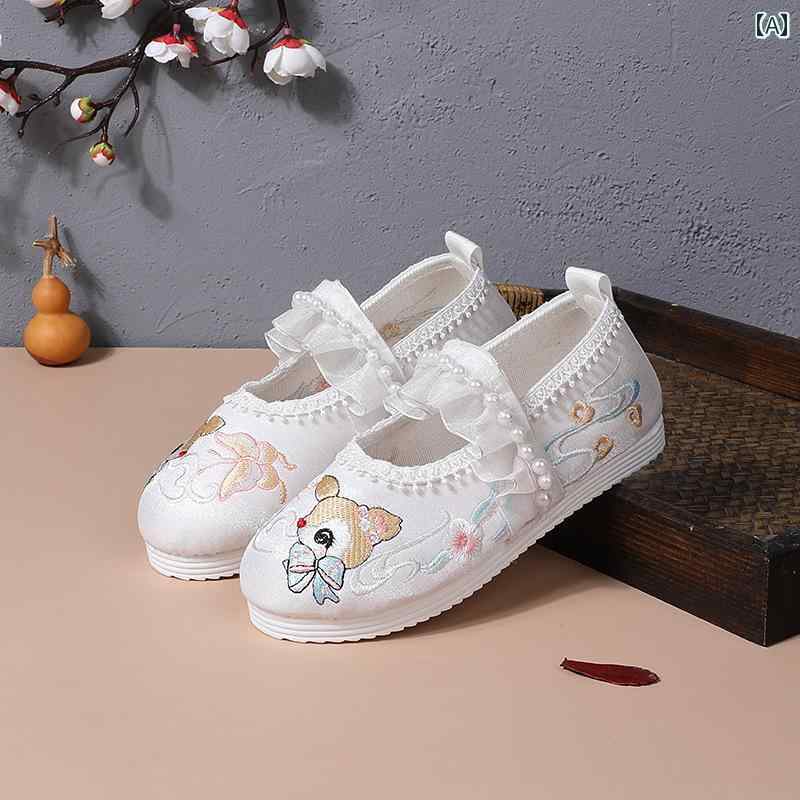 シューズ 靴 子供靴 かわいい メリージェーン ベビー キッズ 歩きやすい 子供 漢服 春 女の子 布靴 赤ちゃん 衣装 アンティークレース かわいい 古風 布靴 中華風
