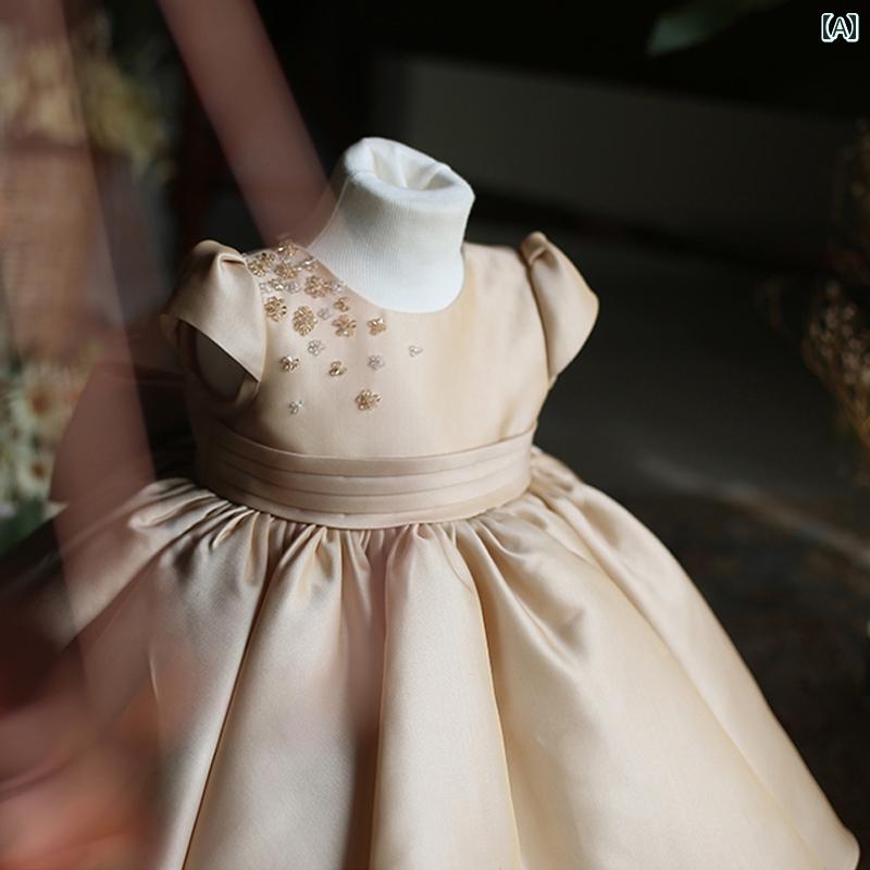 ドレス スカート 女の子 小さい フラワーガール 女性 結婚式 春夏 プリンセスチュチュ 赤ちゃん 最初 誕生日 ガールズ ライト 高級感 子供