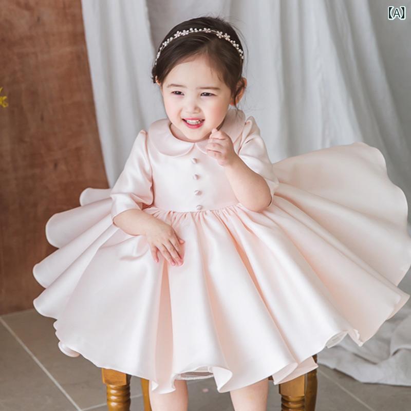 ドレス 女の子 プリンセス ガールズ用 ピンクフラワー ガール ウェディングドレス ホスト パフォーマンス 服 ハイエンド 子供 1歳 誕生日 イブニングドレス｜セキュアデポ