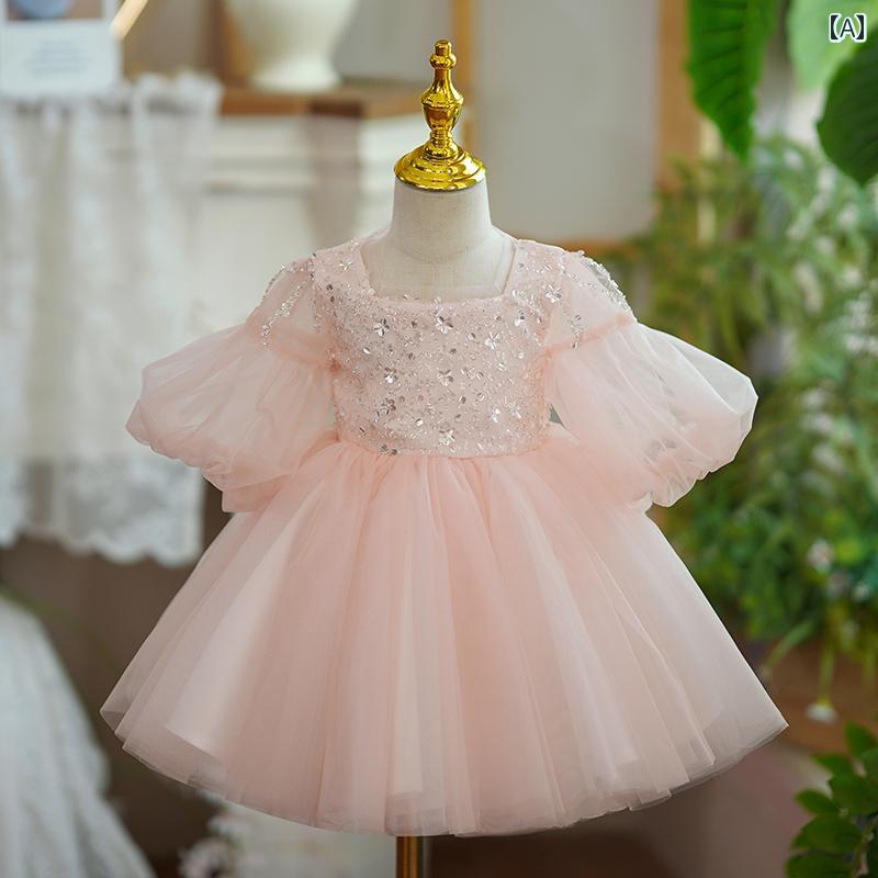 ドレス 発表会 ガールズ 誕生日 プリンセス フラワーガール 結婚式 小さい ガールズ ウェディングドレス 子供 リトル ホスト キャットウォーク ピアノ パフォーマンス｜セキュアデポ
