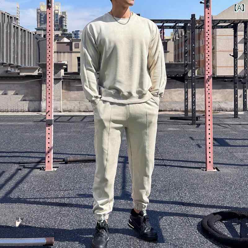 パンツ メンズ マッチョ スポーツ スーツ 秋冬 スエード アウトドア ランニング マッスル ルース マッスル フィットネス ツーピース スウェットシャツ