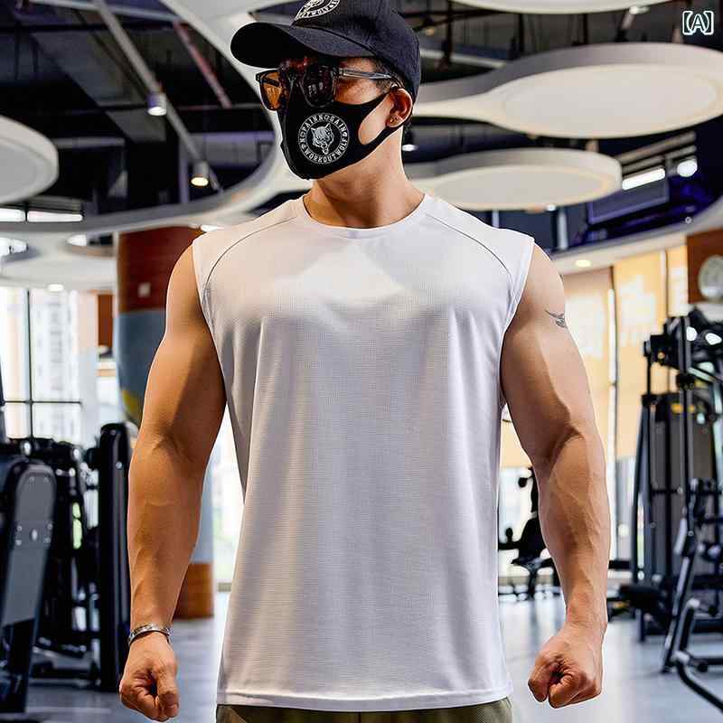 Sleeveless men's Muscles Fitness clothing, sports vest, casual, sleeveless, T-shirt, waistcoat, quick-drying, running, racing.