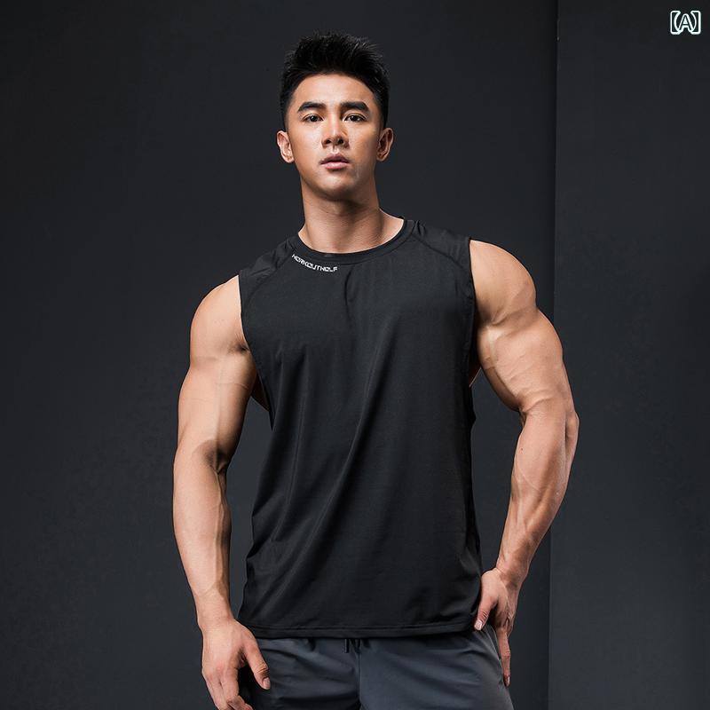 ノースリーブ メンズ マッスル フィットネス 服 パーソナルトレーナー ベスト チョッキ スリムフィット スポーツ 速乾 衣類 吸汗 筋トレーニング