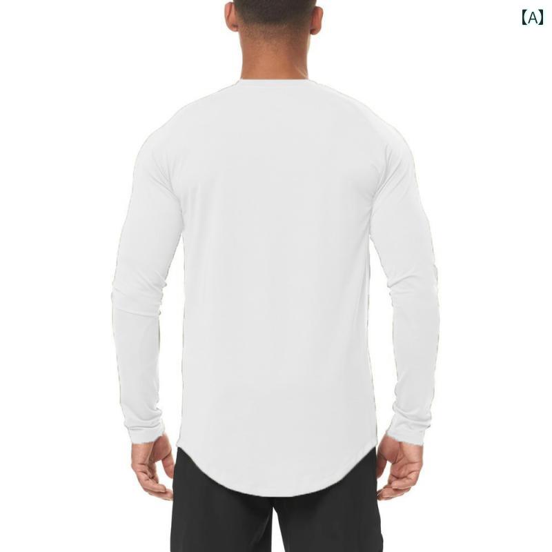 シャツ マッスル Tシャツ フィットネススポーツ 長袖 メンズ アメリカン トレーニングウェア バスケットボール タイツ 綿 ラウンドネック 白 レイヤリング 秋 4,433円