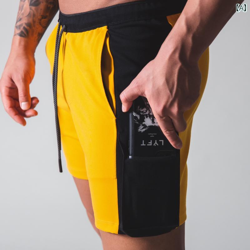 パンツ フィットネス メンズ カーゴ ショーツ トレーニング ポケット ジッパー コットン 通気性 ランニングノー ニー クォーター 筋肉